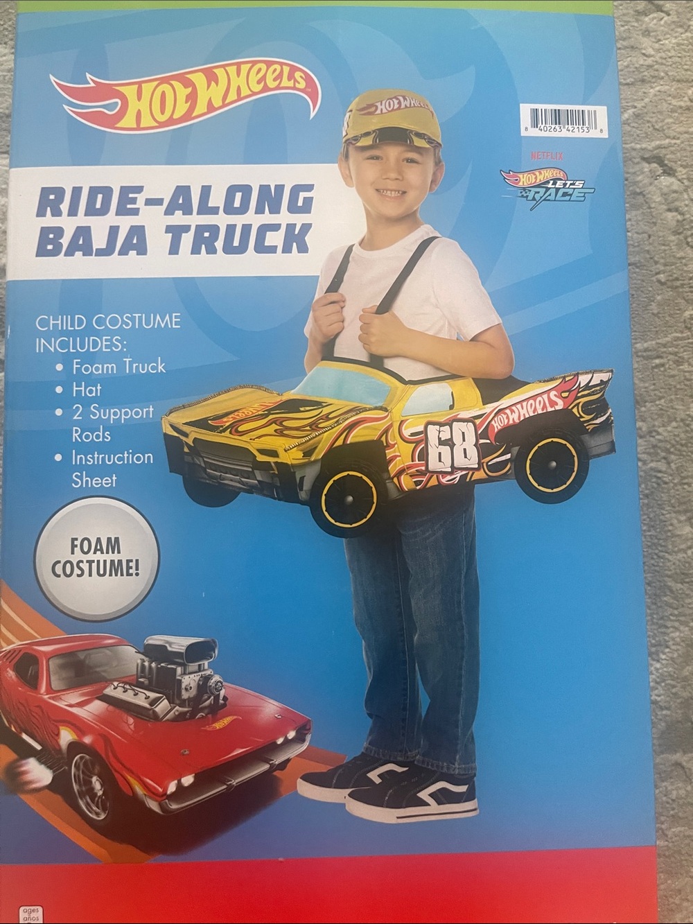 Hot wheels NWT Ride-Along Baja Truck Kids Foam Costume - Yellow